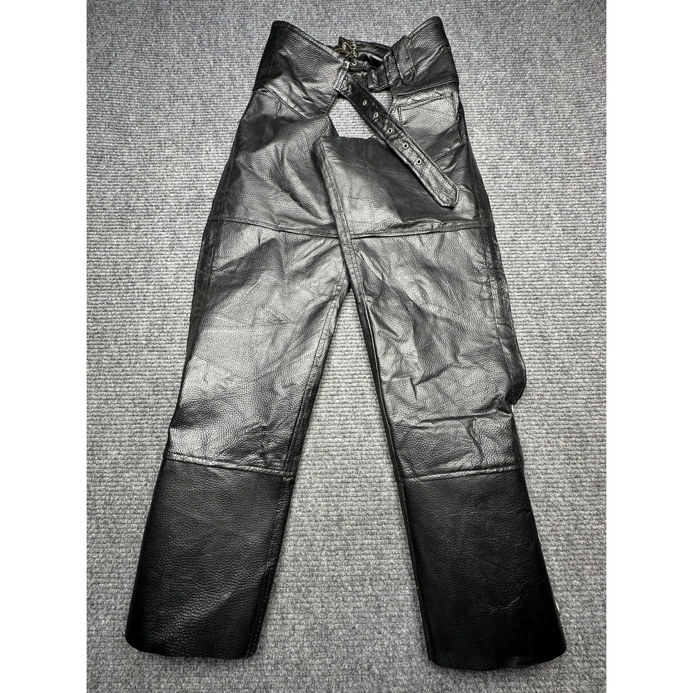 Diamond Plate Leather Chaps Mens‎ Small Black Buffalo Motorcycle Biker Riding